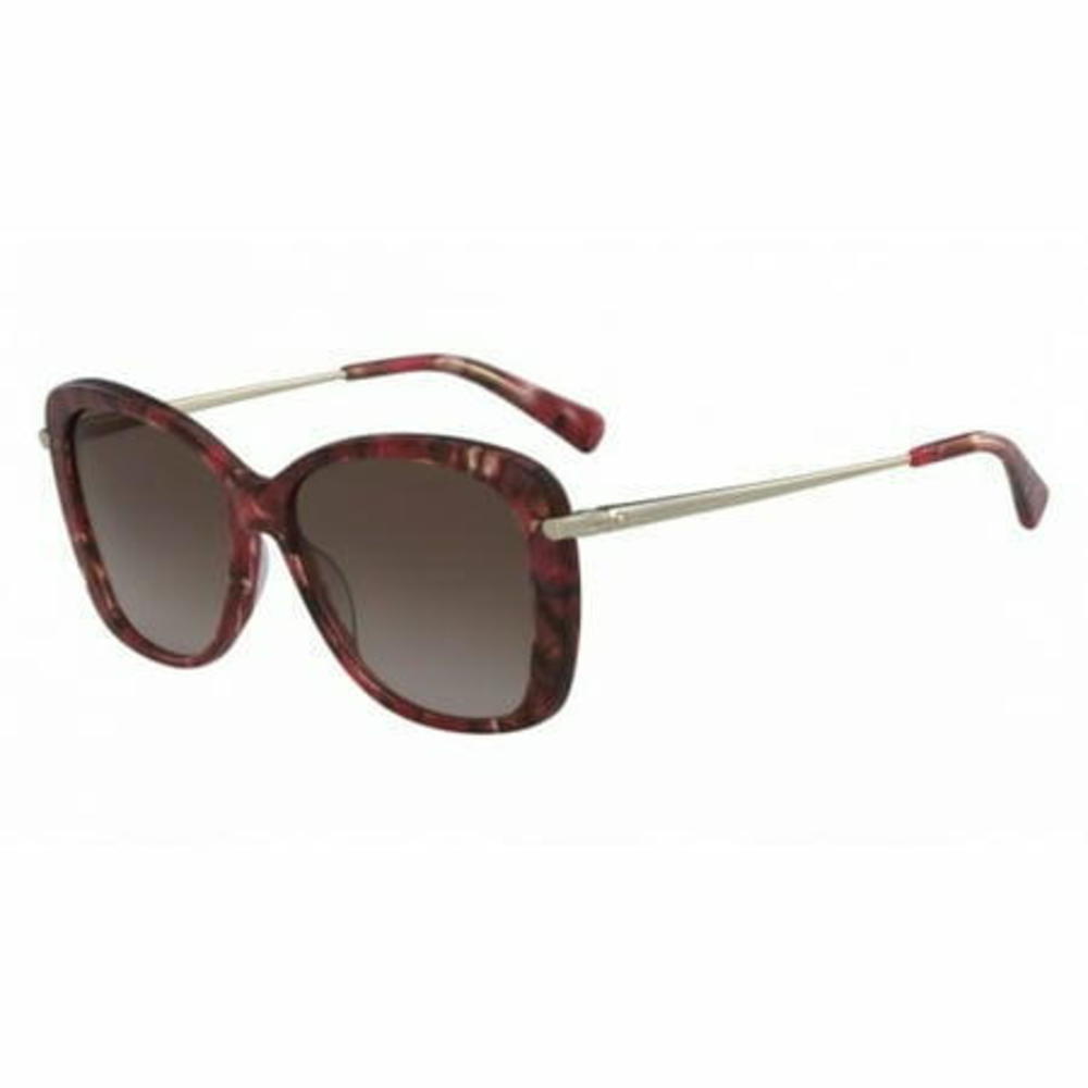 NEW Longchamp LO616S 253 Marble Red & Brown Sunglasses w/ Brown Gradient Lenses